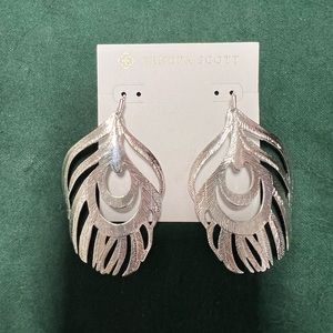 Kendra Scott Silver Peacock Feather Earrings
